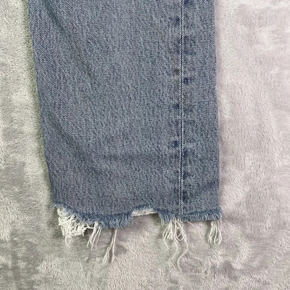 AGOLDE Straight Leg Jeans Women's 28 Distressed Hem Light Wash Chic Streetwear - Picture 4 of 16